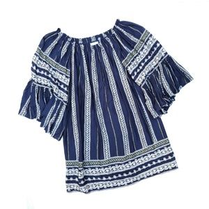 Baeve Blue Boho Off the Shoulder Tunic